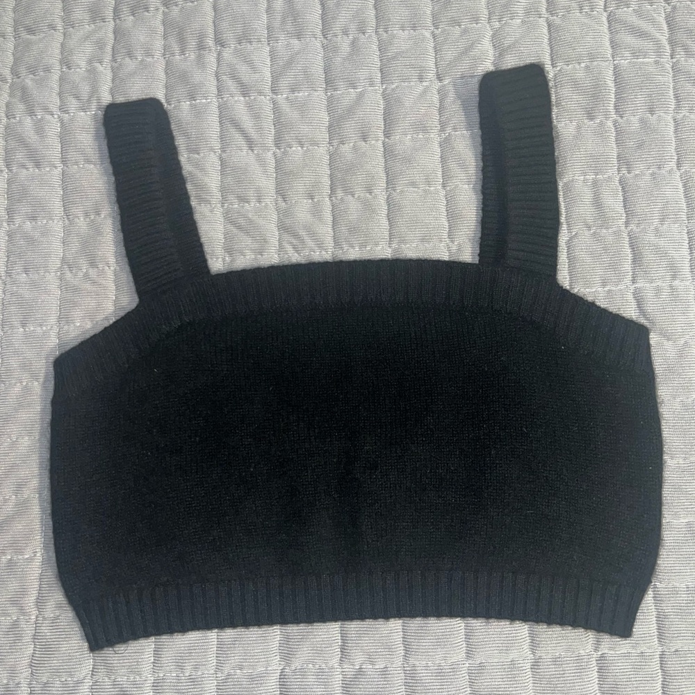 NAADAM Cashmere Black Square Neck Crop Tank Top Sz M